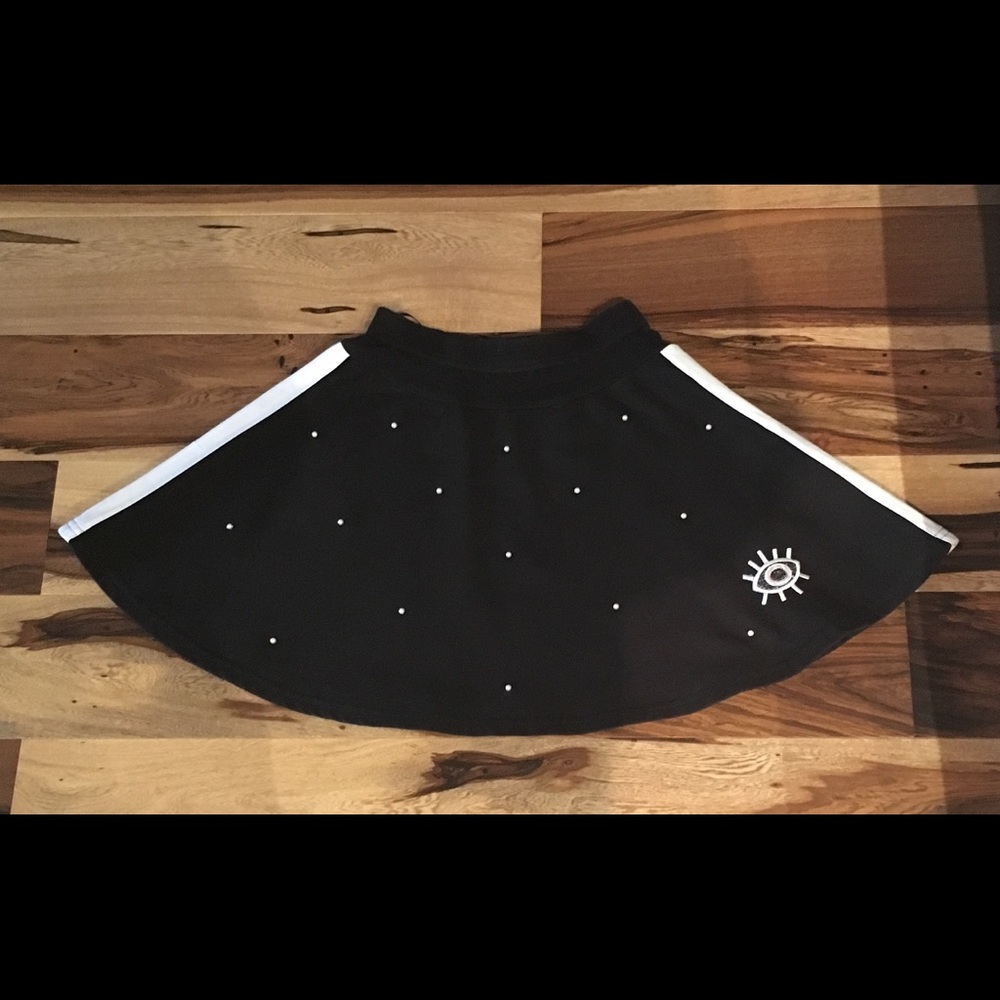 Black Skirt with White Pearl Beads